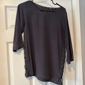 Gray Women's Top with Lace-Up Sides